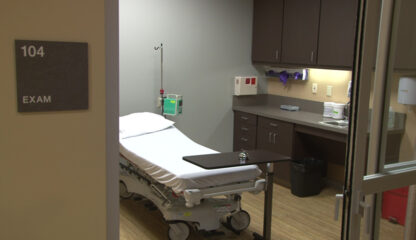 Exam room in a Houston emergency clinic